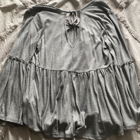 Pink Lily Grey Peplum Top - Picture 5 of 5